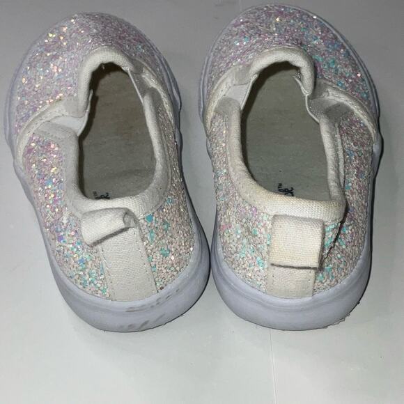 Cat & Jack Little Girl’s Sparkly White Glitter Slip on Sneakers Size 7 - Picture 4 of 6